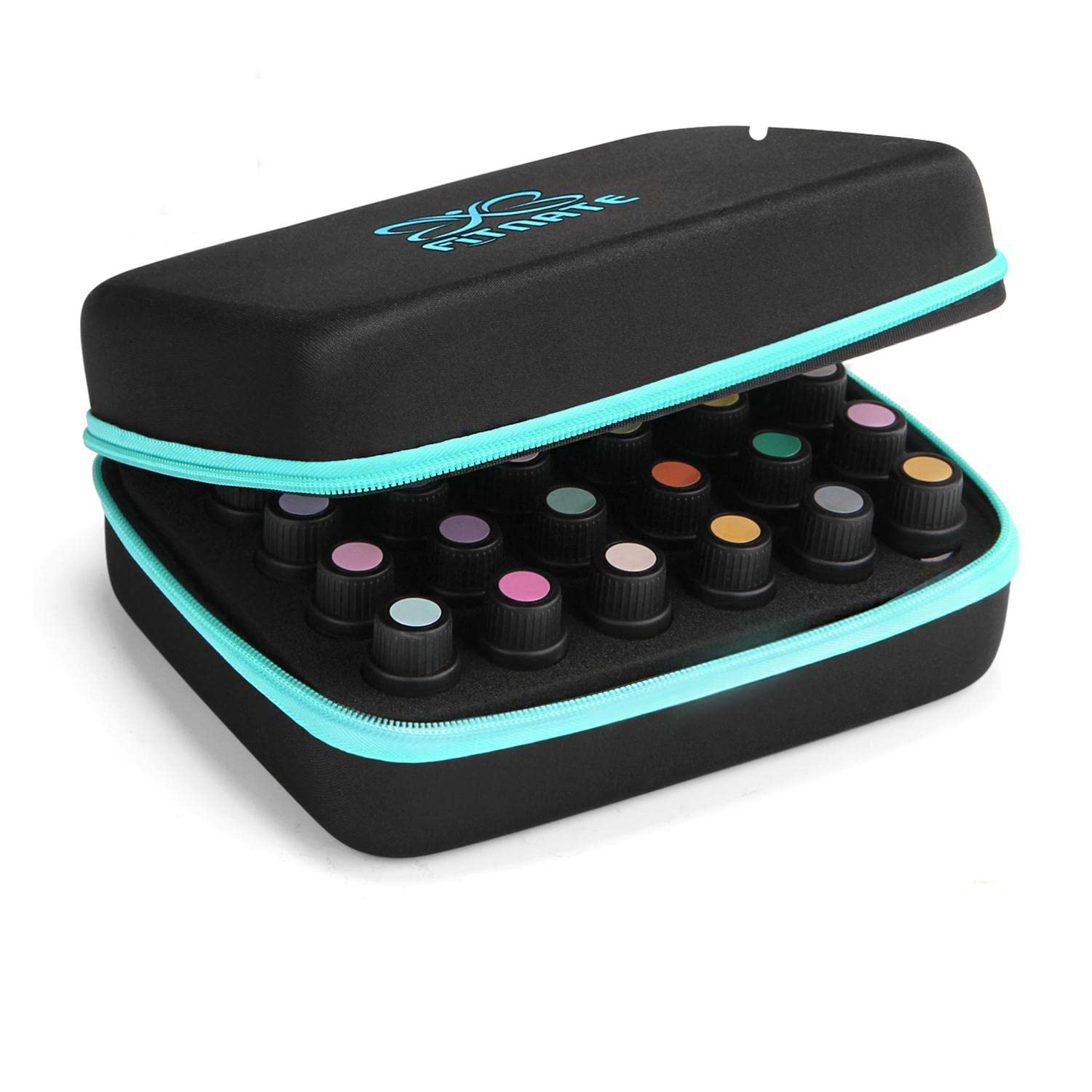 Essential Oils Storage, FITNATE Essential Oils Carrying Case for 30 Bottles, Hold Up to 5ml,10ml, 15 ml Essential Oils with Bottle Opener, Bottle Cap Labels, Gift Card (Sky Blue)
