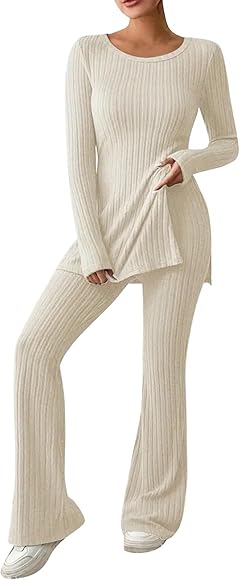 Schlaghose gerippt beige Clearance