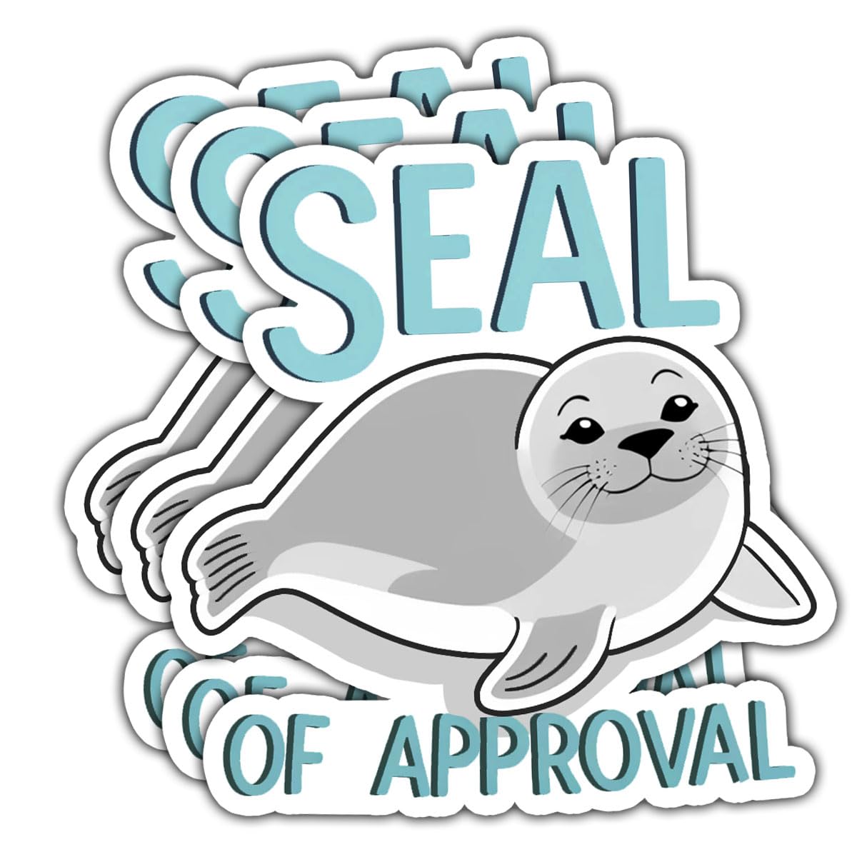 (3 Pcs) Seal of Approval Sticker – Cute Pun Animal Seal Vinyl Decal 3 inches Waterproof for Laptop, Water Bottle, Notebook, Journal, Scrapbook – Funny