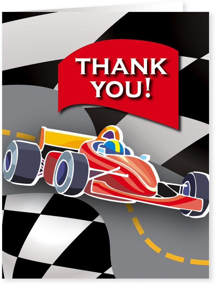 Stonehouse Collection | Personalized Race Car Thank You Note Card | 24 Custome Boxed Cards & Envelopes | USA Made (Personalized)