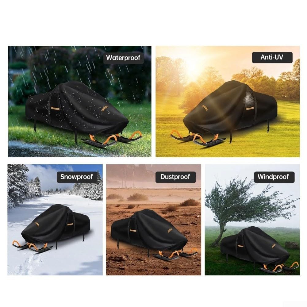 Housse de motoneige en tissu Oxford robuste pour traîneau remorquable, protection de rangement de ski avec aérations, boucles coupe-vent, bandes réfléchissantes pour Polaris Skidoo pour