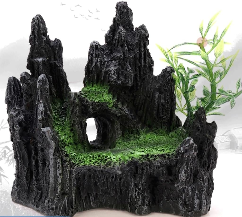 FMURY Resin Rockery Aquarium Ornaments Artificial Resin Mountain Scenery Rock Decoration Aquarium Decoration
