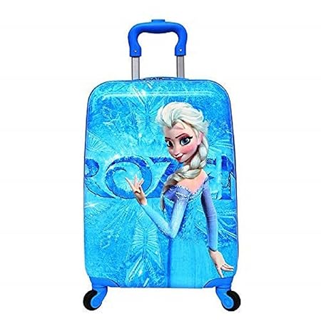 Divs Edenic Girls Polycarbonate Disney Print Frozen/Princess Trolley Luggage - 16 Inches (Blue)