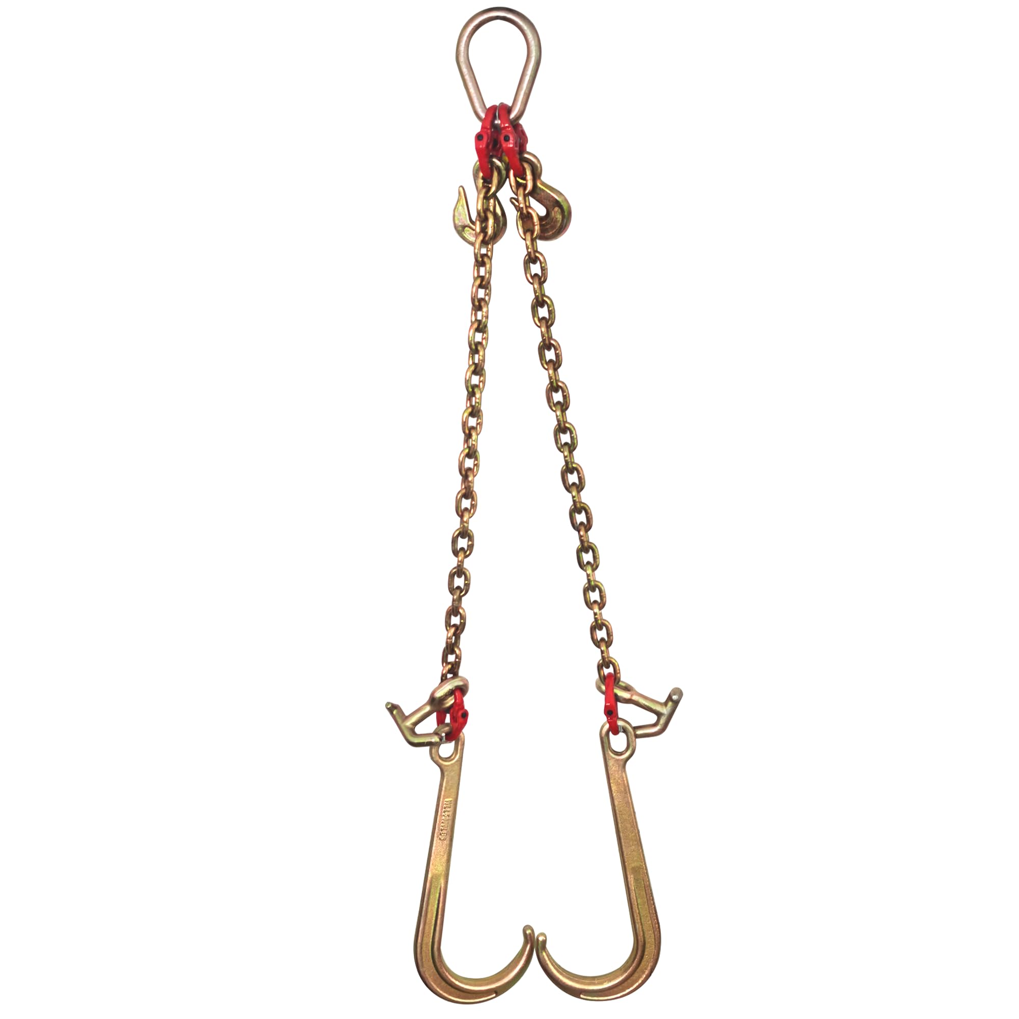Wytrzymały łańcuch holowniczy V-Bridle, 1 cm x 0,6 m, potrójny hak z hakiem J 38 cm, bezpieczne obciążenie robocze 3538 kg do regeneracji ciężarówek i transportu sprzętu