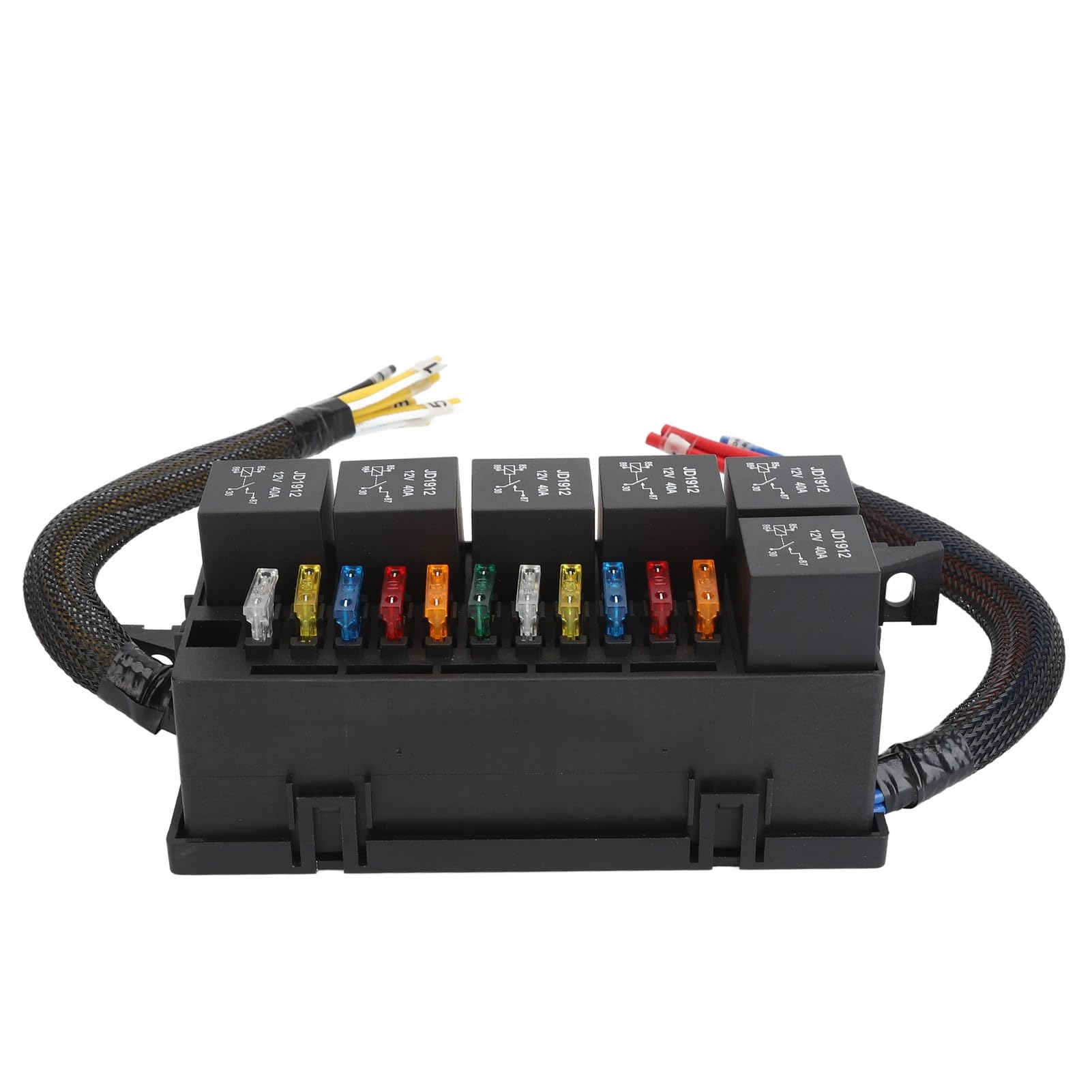 Boîte Relais 12V Et Fusible Avec 5pcs Relais 5-Pin JD1914 40A Et 1pc Relais 4 Pin 6 Fusibles A Lame Atcato Boitier Relais Fusible Universel Etanche Pour Voiture Camion Automobile Bateau 88730252