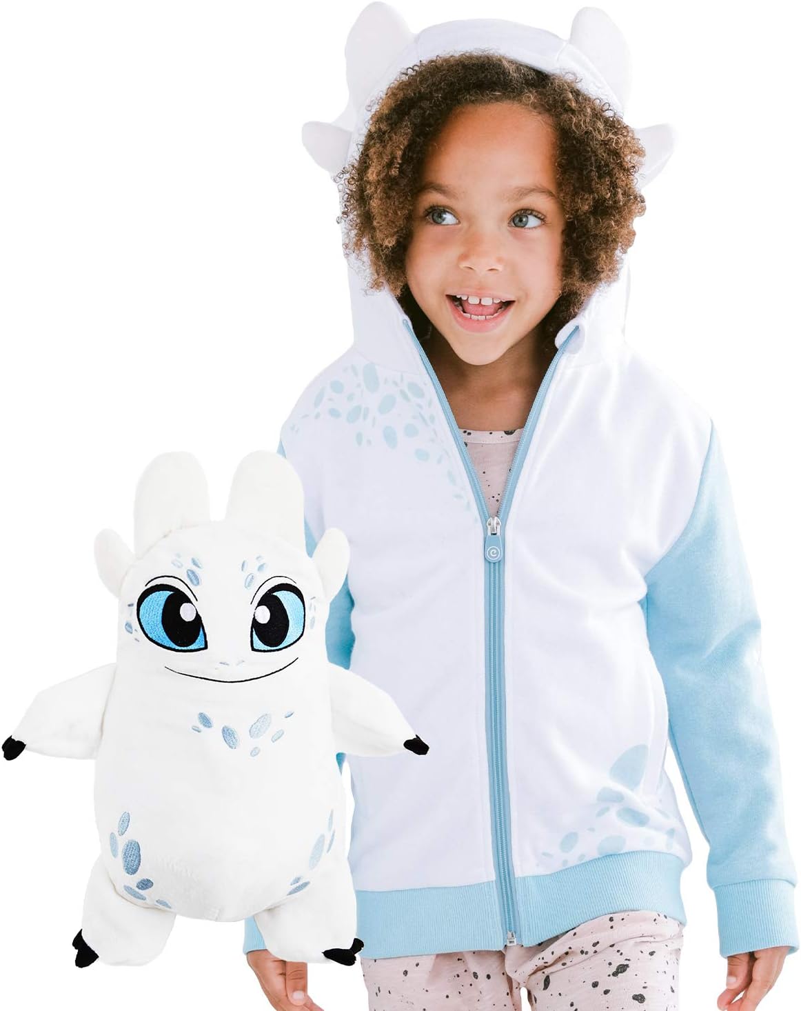 Cubcoats Light Fury Dragon 2 in 1 Transforming ZipUp & Soft Plushie. How to Train Your Dragon, Glow in the dark White