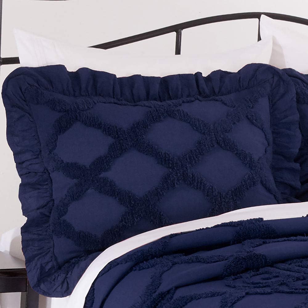 Marissa Chenille Sham Standard Cotton Navy
