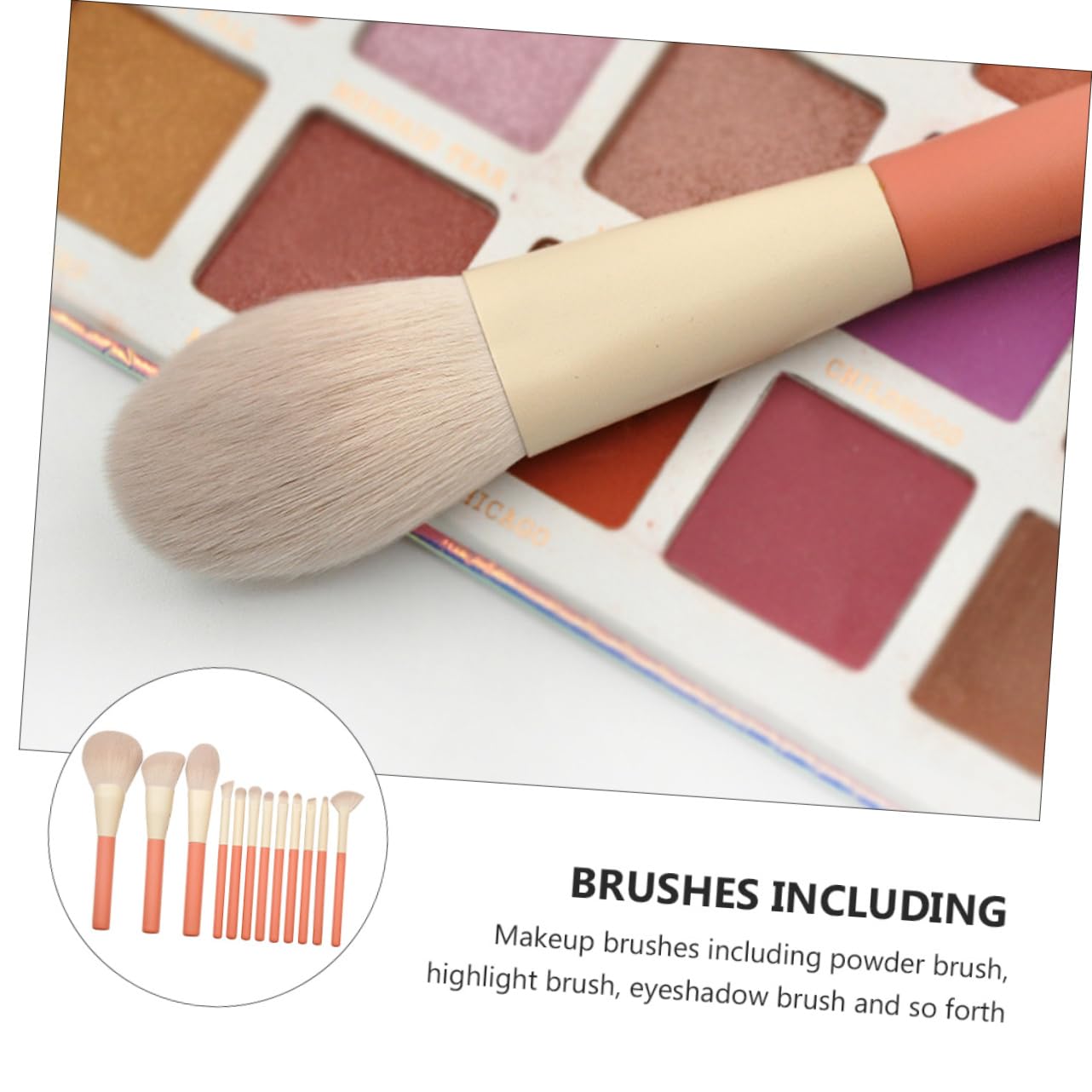 FRCOLOR 2sets Pennelli Per Trucco Professionali Fibra Artificiale Leggeri e Portatili Per Trucco Viso Ombretti e Blush Perfetti Per Viaggi e Uso Quotidiano