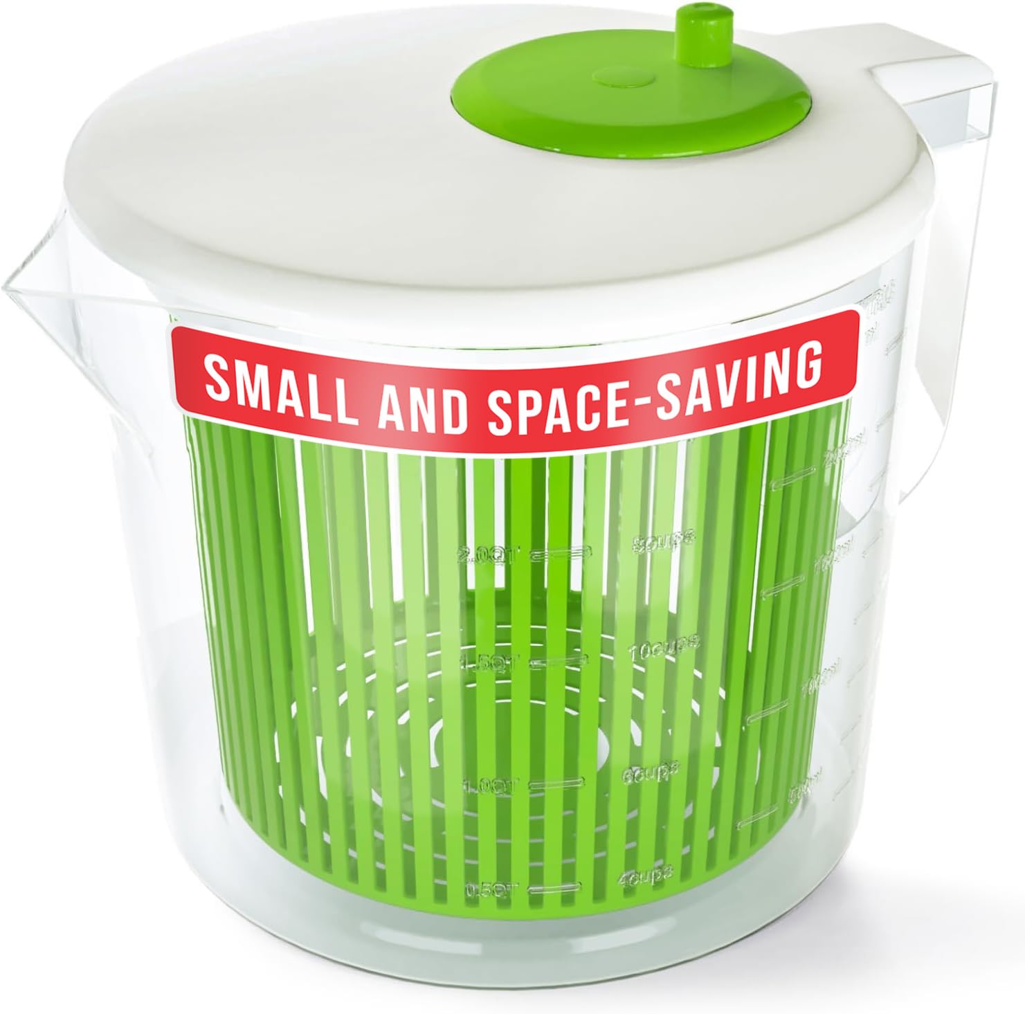Small Salad Spinner, Mini Salad Spinner and Dryer With Measuring Cup Bowl, Best Rated Lettuce Spinners Single Serve, Colander with Spinner, Vegetable Washing Basket, Great Fruit Washer and Strainer