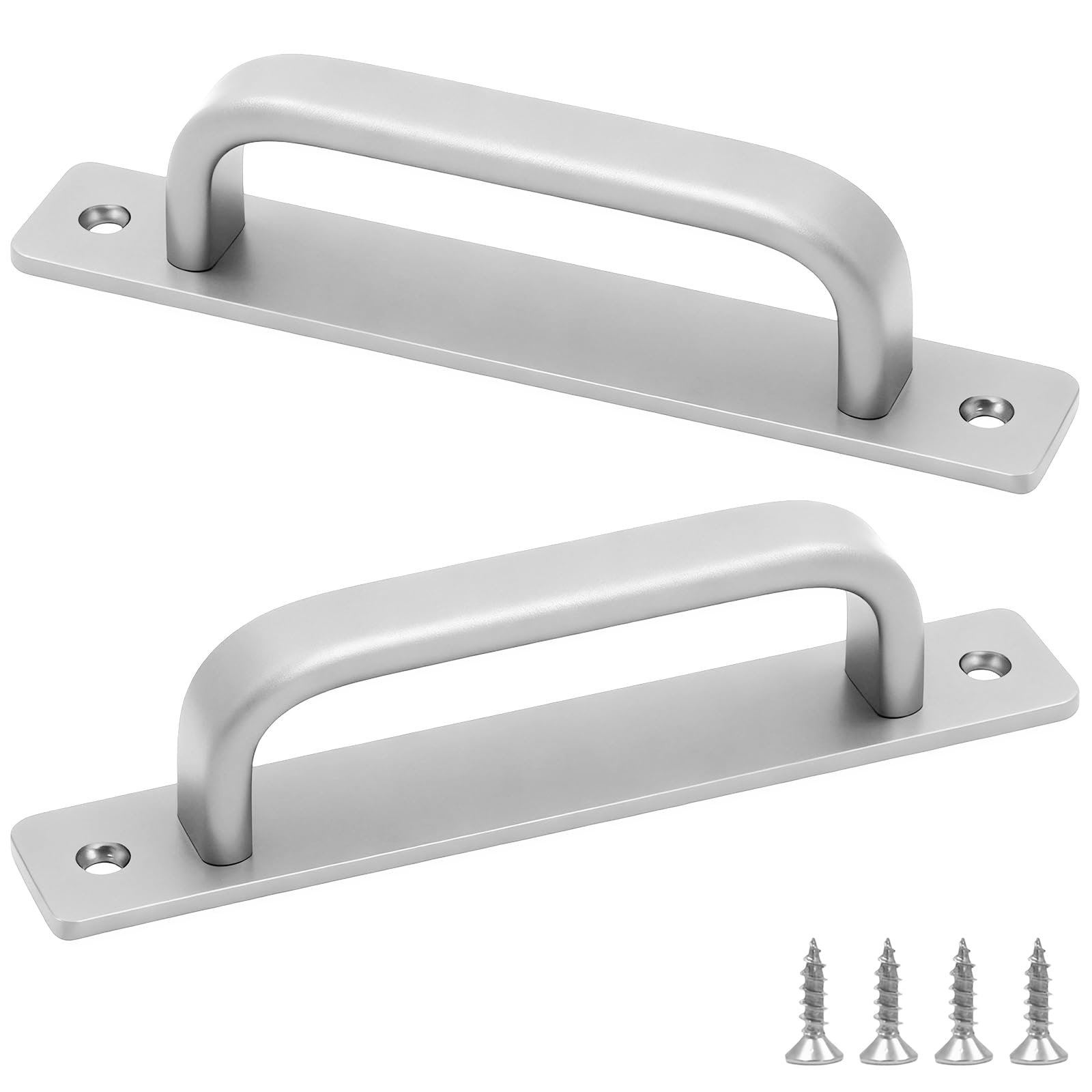 FINELYCR Sliding Door Handle, 2 Pieces Kitchen Furniture Handles, Silver Cabinet Handles, 180mm with 4 Screws, for Wardrobe, Sliding Doors