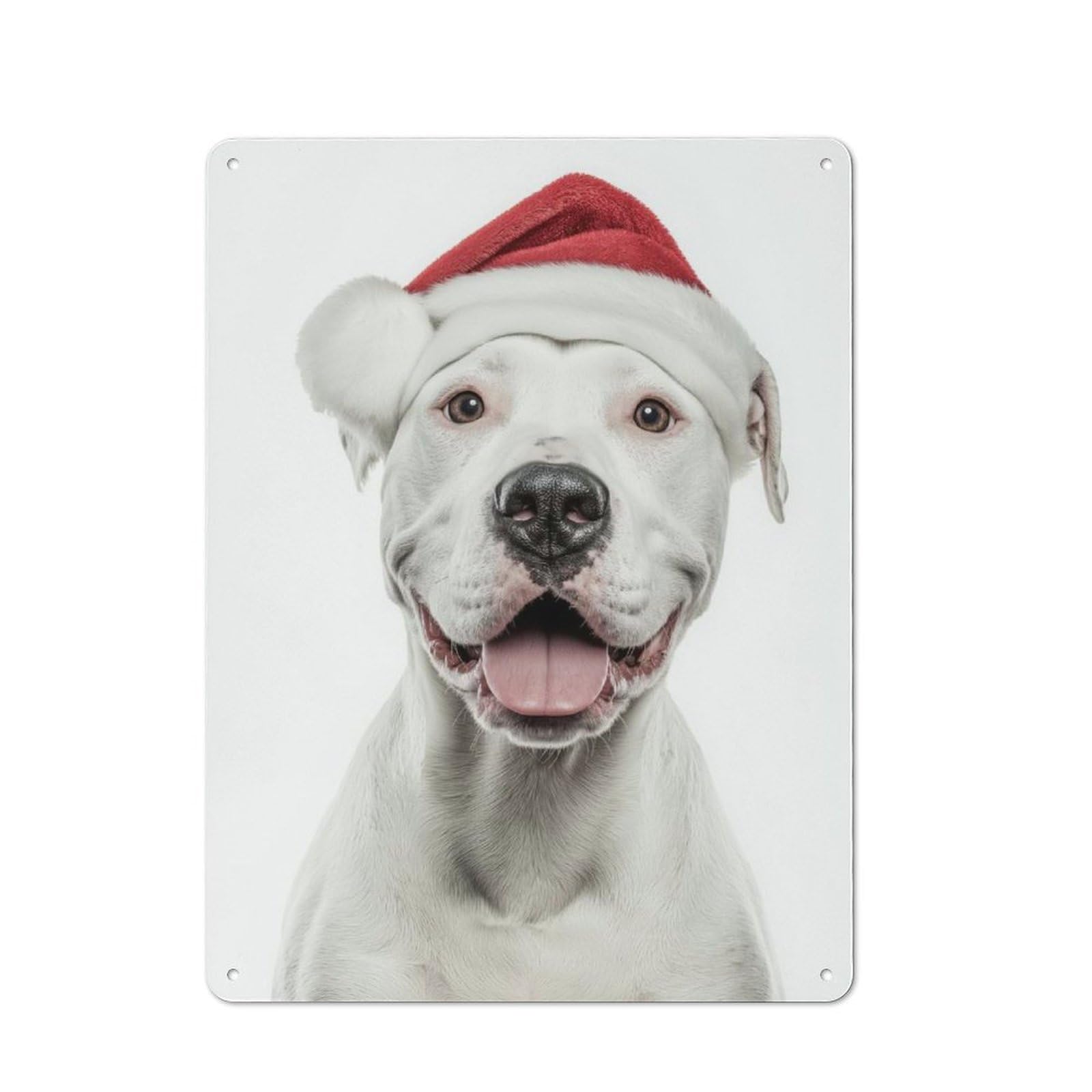 Junmoney Dogo Argentino Dog With Santa Hat Portrait For Man Cave Or Games Room, Retro Tin Sign 40X30cm, A Christmas Gift For People Styling Man Cave And Games Room