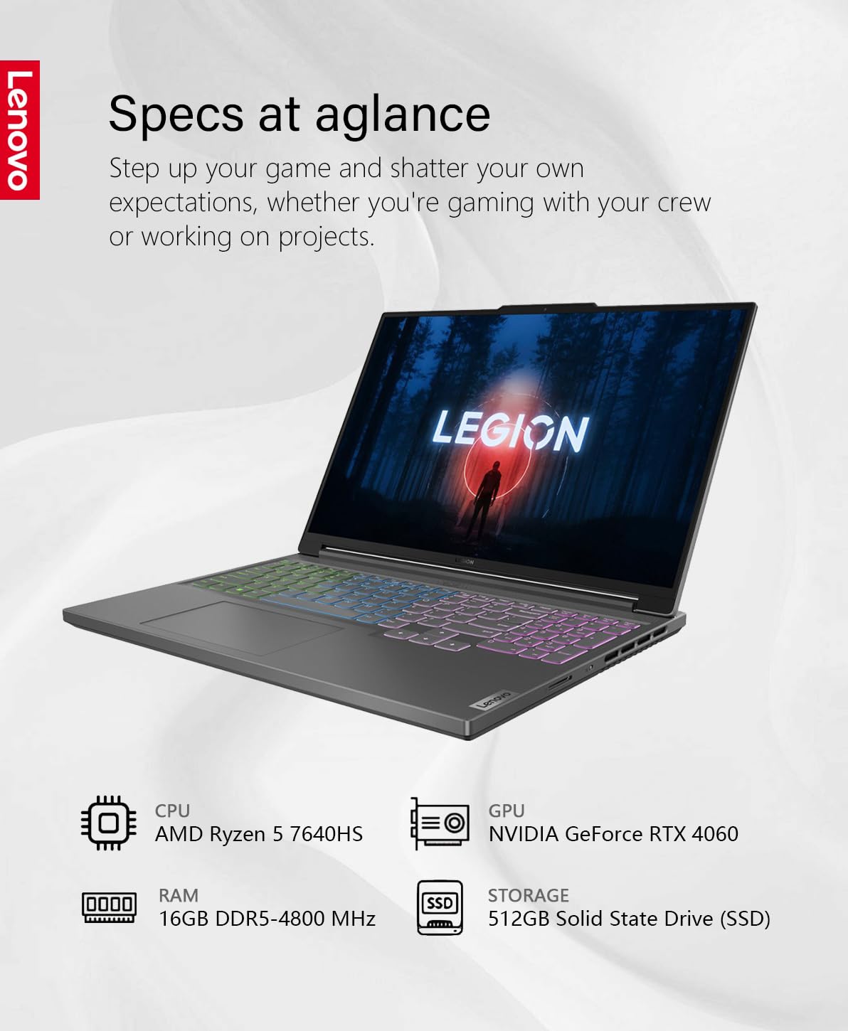 Amazon.com: Lenovo Legion Slim 5 Gaming Laptop, 16