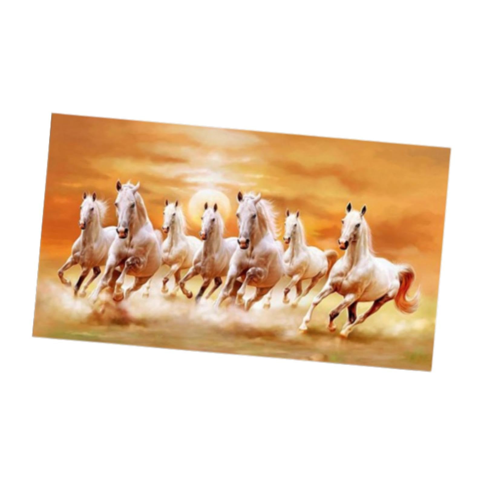 Amazon.co.jp: 7頭の馬の絵キャンバス印刷7馬の馬の絵画壁の装飾