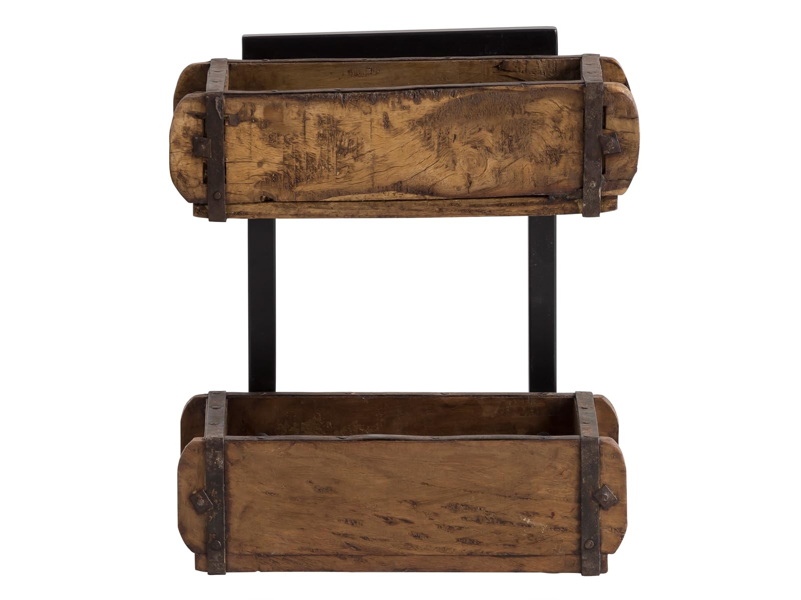 Woodkings Wandregal Ziegelform 2er Altholz Metall Wandderoration Aufbewahrungsbox Backsteinform rustikal mit Metallbeschlägen Holzbox Wandboard Shabby Geschenkidee Regal Gewürzregal
