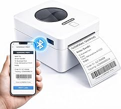 Thermal Label Printer Bluetooth & USB with Inbuilt Paper Holder, Supports 4X6 and below thermal Labels, 203Dpi, 152mm/s Speed, Print from Mobile & Laptop, Connect Windows, Mac (1Year Warranty) White