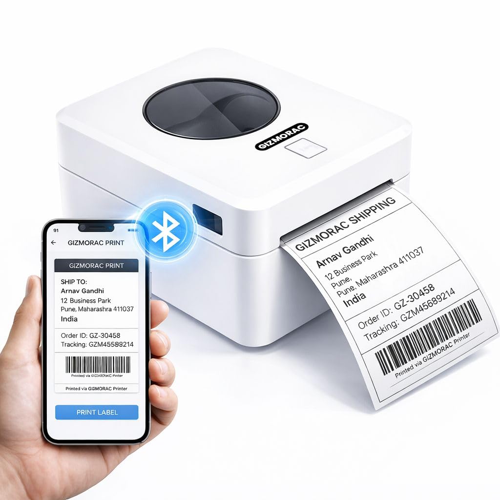 Gizmorac Shakti Bluetooth Shipping Label Printer | 4×6 Label & Different Size Label | Bluetooth, USB Connect | Print from Mobile, Laptop| Donot Support Seller Flex | 1Year Warranty (Printer)-picture-22