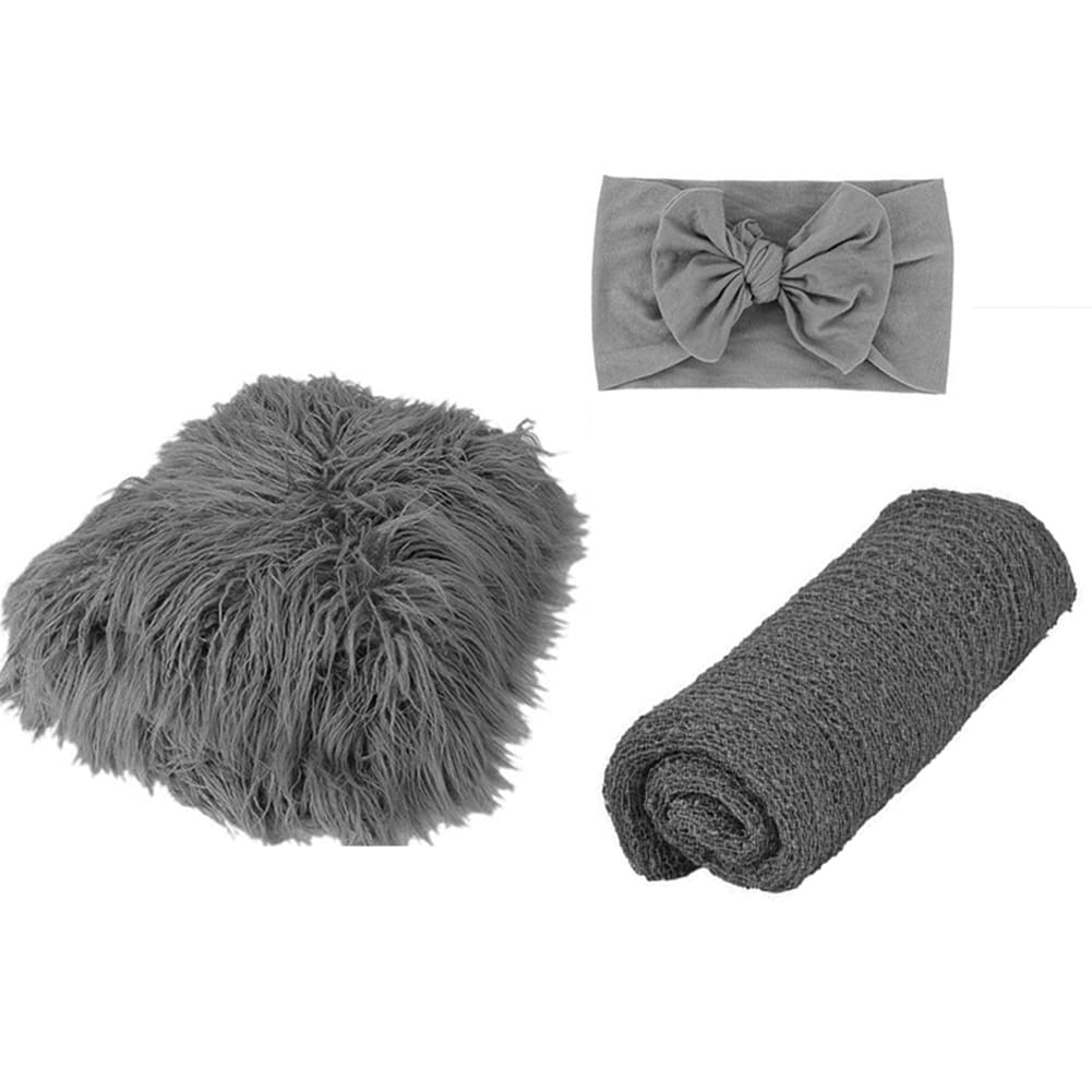 Uposao Newborn Photography Props 3Pcs Baby Photo Props Swaddle Wrap Photography Mat And Headband DIY Newborn Baby Photo Blanket Photography Props For Baby Boys Girls — image 1