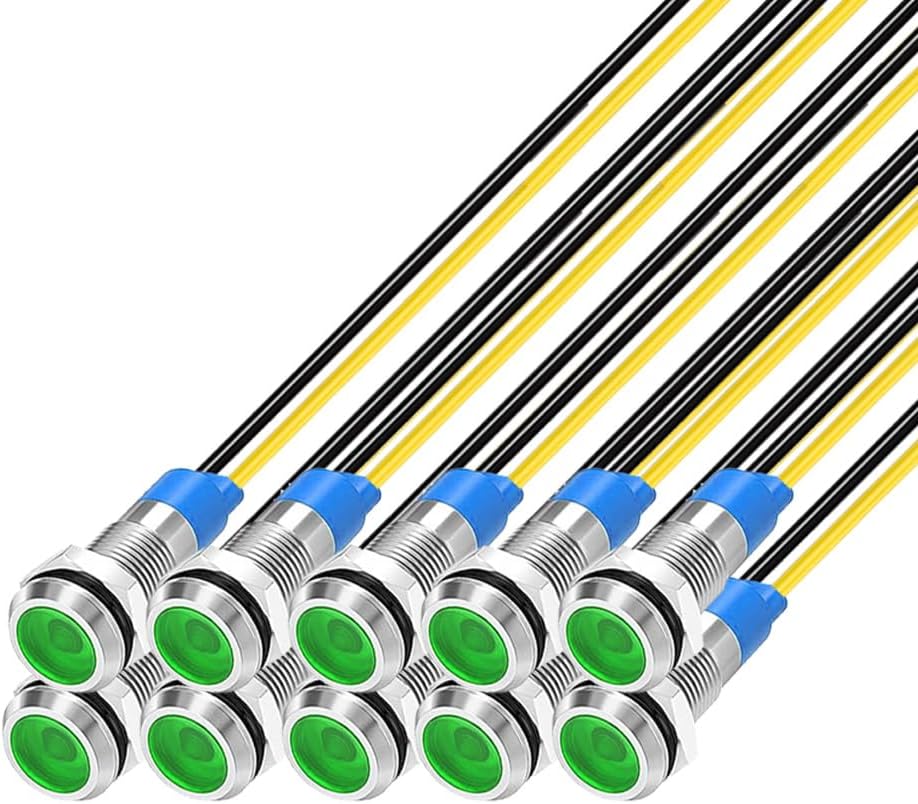 10pcs 6mm LED Metal Indicator Light 110V-220VAC Waterproof Signal Lamp (Green) 10pcs 6mm LED Metal Indicator Light 110V-220VAC Waterproof Signal Lamp (Green)