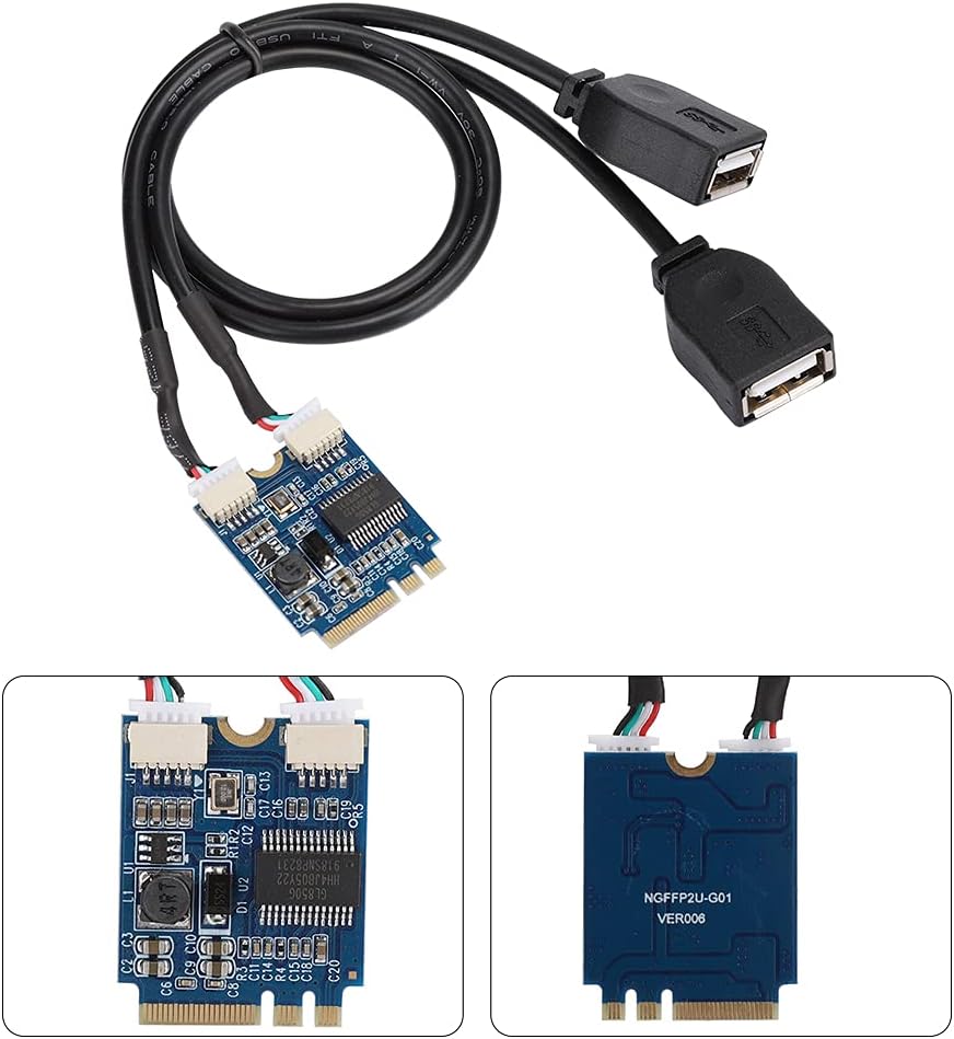 M.2 NGFF to USB Riser Card EasytoInstall Key AE Interface Expansion Card for Connecting Mini USB Devices for WinXP/Vista/ 32-bit/64-bit