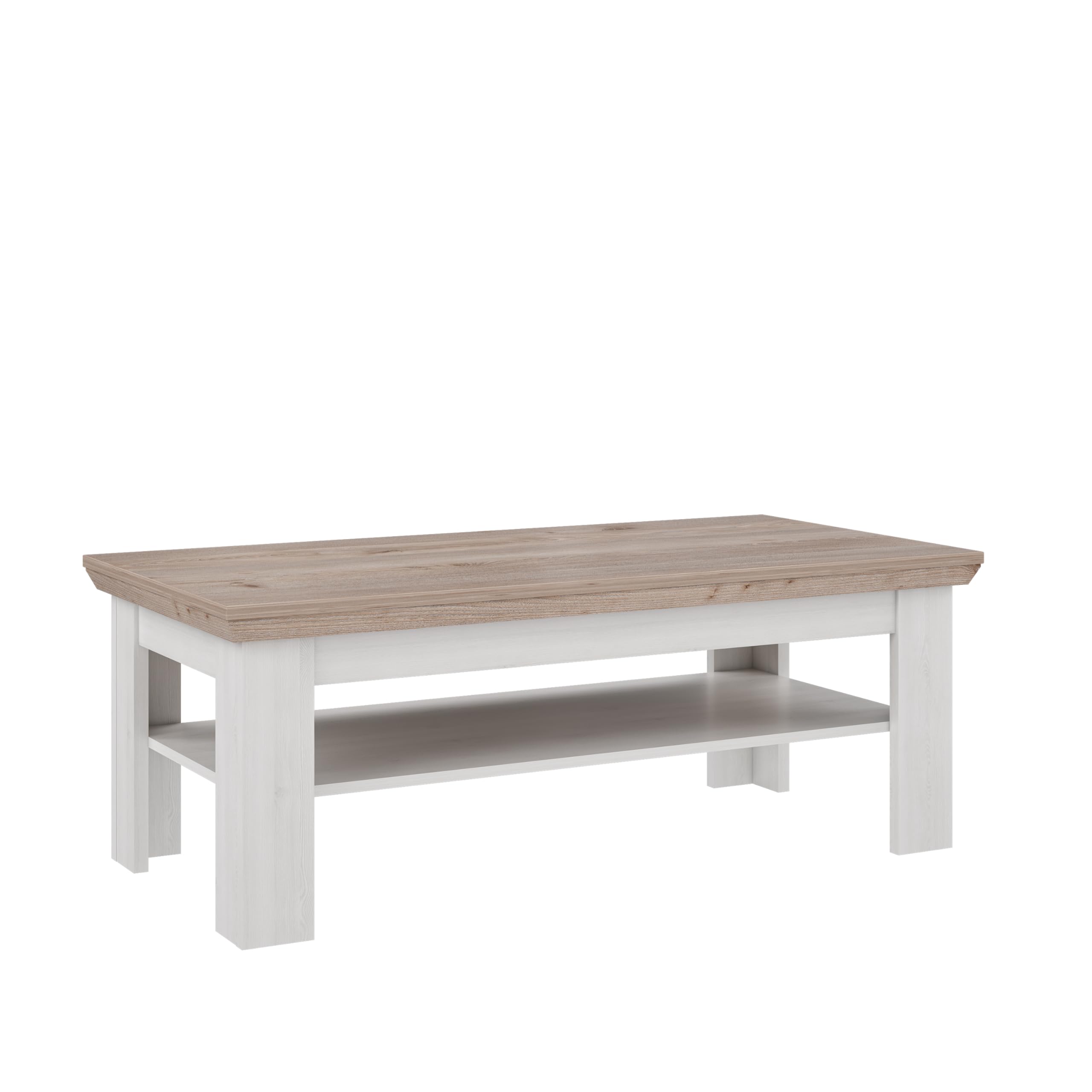 Forte ILOPPA Couchtisch 120, Wohnzimmertisch, moderner Sofatisch, Beistelltisch, Holzwerkstoff, Nelson Eiche Holzdekor/Schneeeiche Holzdekor, 120,6 cm breit x 45,3 cm hoch x 60,4 cm tief