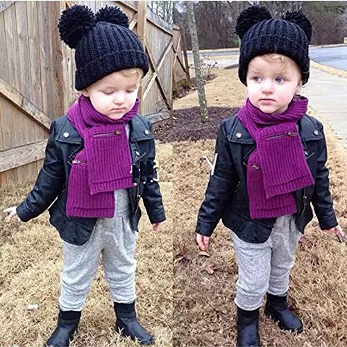 Sangni Toddler Baby Boy Girl Cute Motorcycle Faux Leather Jackets, Autumn Winter Long Sleeve Zipper Splicing Outerwear Leather Coat B795, Black, 2-3T #TOP2