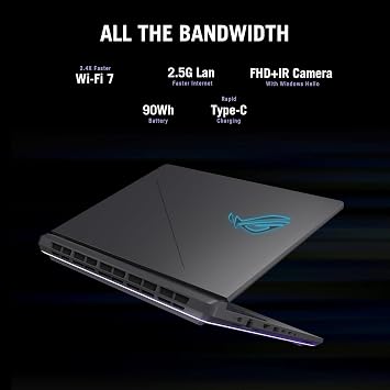 ASUS ROG Strix G16 Gaming Laptop, 16 FHD+ (1920x1200) 165Hz 100% sRGB 300nits, Intel 16-Core i7-14650HX, GeForce RTX 5060 8GB, 32 GB DDR5, 1 TB SSD, Thunderbolt 4, Wi-Fi 7, Backlit, Windows 11 Pro