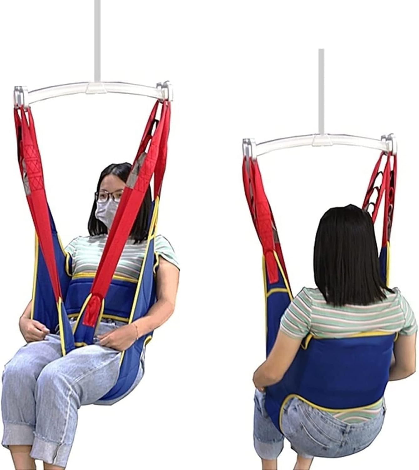 Cinturón De Transferencia De Elevación, Paciente Honda Levantador Grúa Cabestrillo De Ducha De Pierna Dividida Eslinga Higiénica Arnés Elevación Paciente Cuerpo Completo (Color : 1, Size : L)