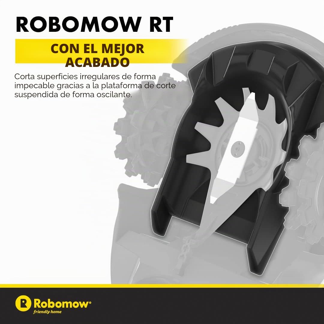 Robomow Robot cortacésped RT300 para Superficies de hasta 300 m² | 4,3 Ah; Ancho de Corte de 18 cm; fácil instalación, autolimpiable e Incluye Cubierta de Corte Flotante, Limpiador de mantillo