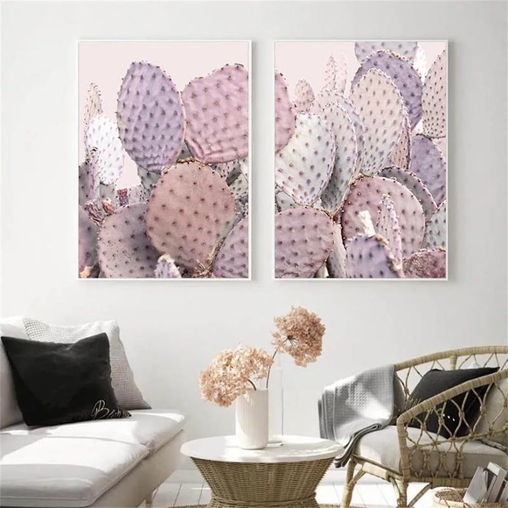 WBYZAC Set of 2-Scandinavian Succulent Plant Cactus Abstract Poster Nordic Botanical Art Canvas Print Wall Painting Modern Living Room Decoration Picture-40 * 60cm (No Frame)
