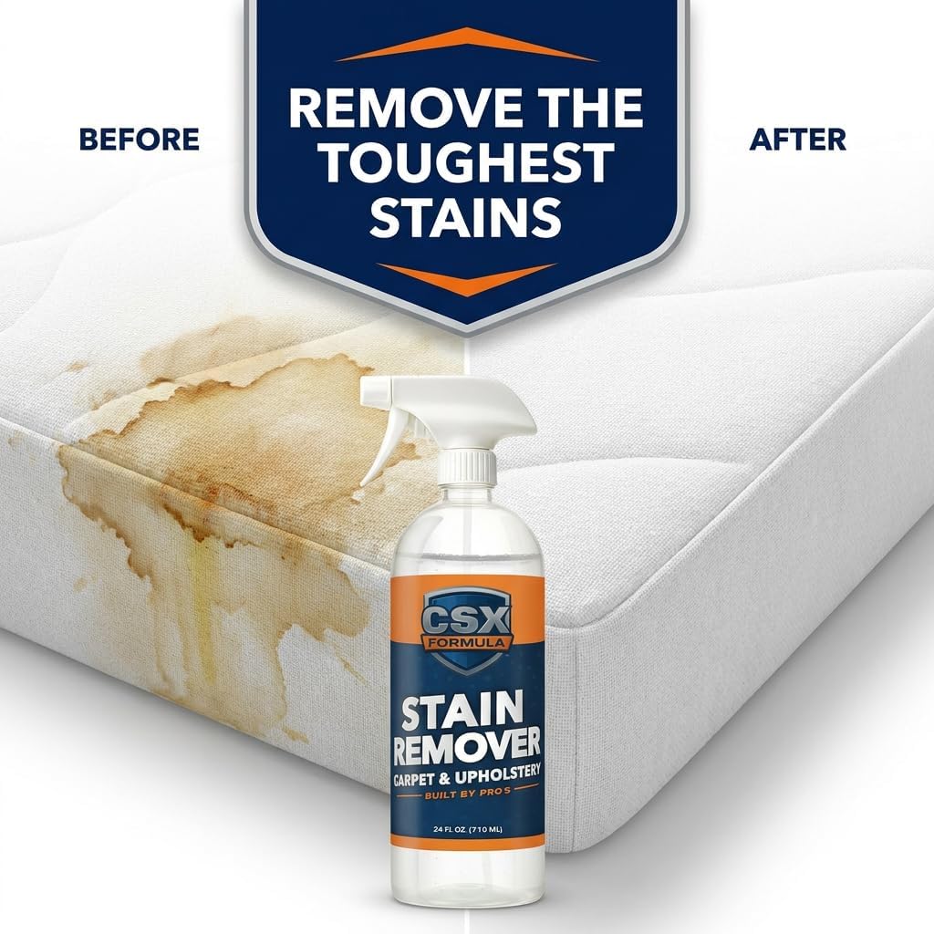 CSX Powerful Stain Remover 24oz – Heavy Duty Carpet & Upholstery Cleaner, Professional Strength, Deep Clean Formula – Removes grease, wine, coffee, ink, food, and more – Made in the USA