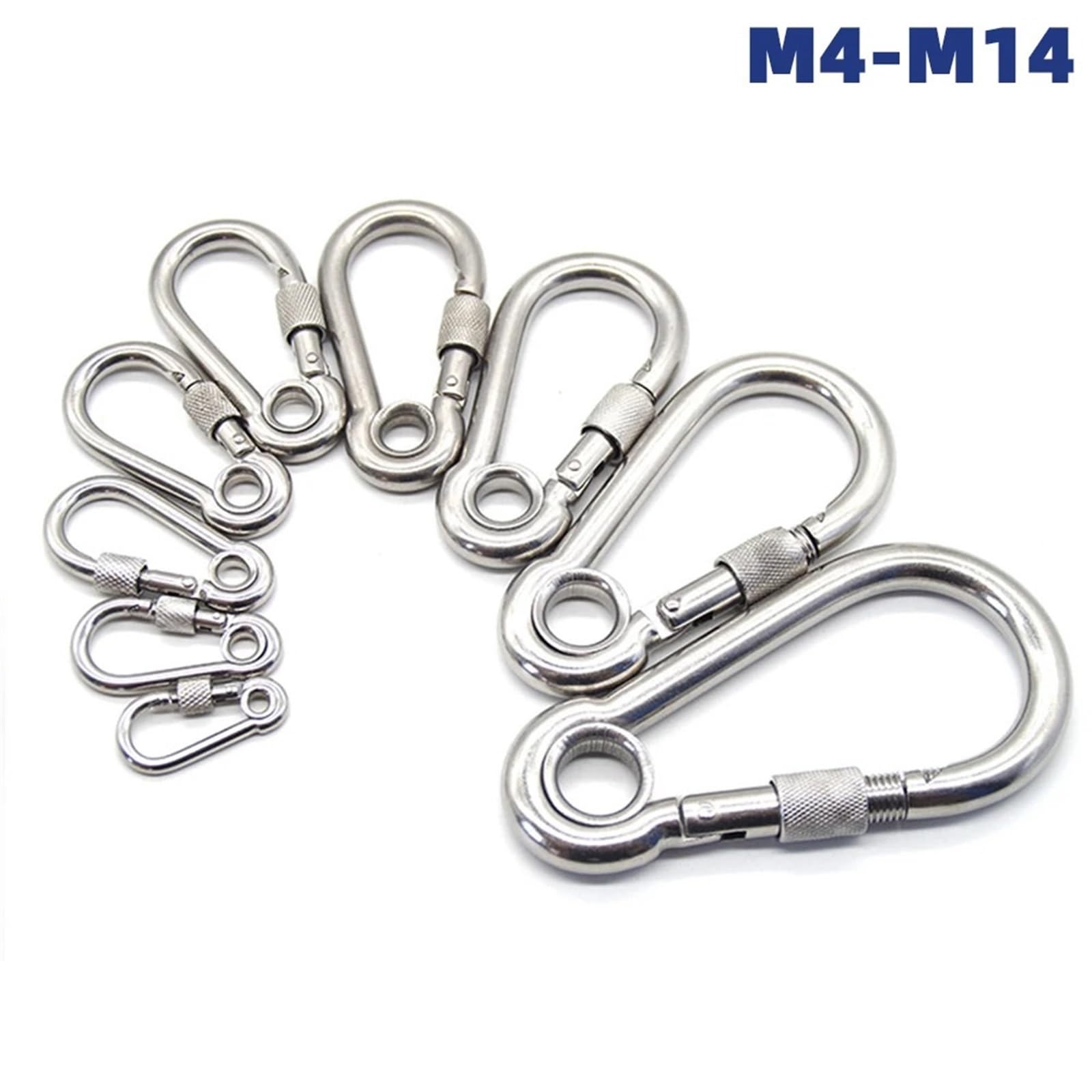Ganci a scatto Moschettone for attrezzatura da arrampicata con chiusura a vite in acciaio inossidabile 304 Maglie rapide Moschettone di sicurezza Anello di collegamento for catena Moschettone Fibbia a