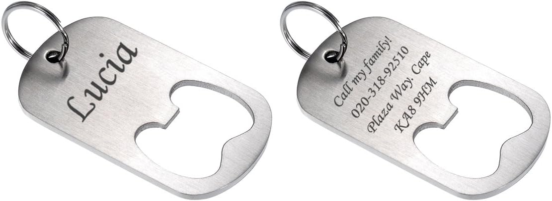 Valyria Frosted Stainless Steel Bottle Opener Dog ID Tags Personalized
