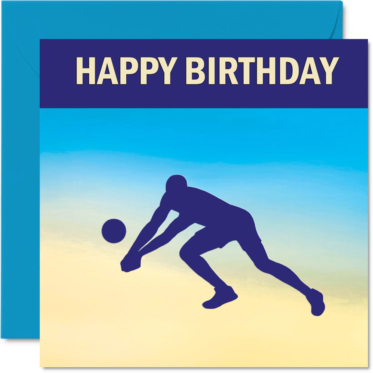 Volleyball Sport Birthday Cards - Boys in Sports - Happy Birthday Card for Boy Son Brother Grandson Nephew Uncle Cousin, 145mm Bday Greeting Cards