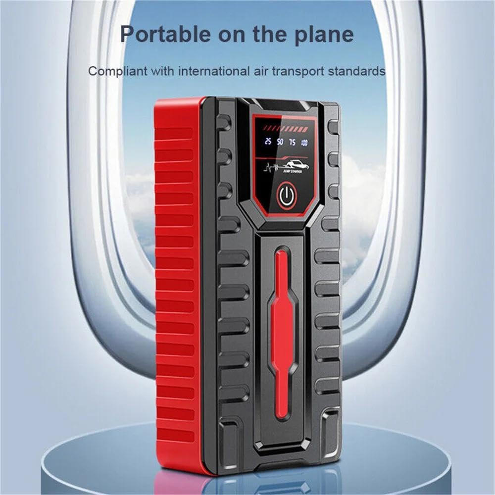 Booster Batteria Auto 5000 A, 6000 mAh Avviatore Batteria Auto | Avvio di Emergenza,Uso Automobile,12V Portatile Jump Starter con Pinze di Sicurezza Intelligenti, Lampada a LED, Schermo LCD