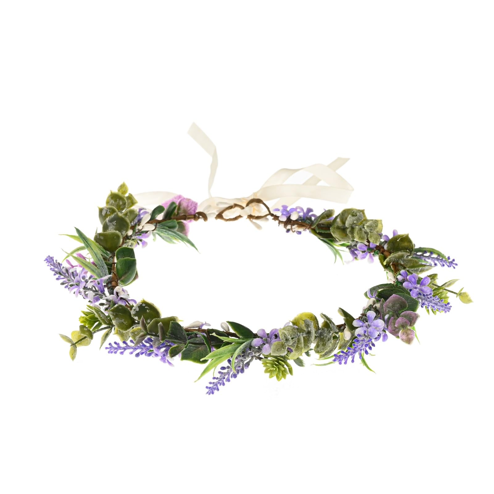 Vividsun Hochzeit Grünes Blatt Blumen Krone Boho Braut Blumenkrone Mutterschaft Foto Requisiten Kopfschmuck - Violett - Einheitsgröße