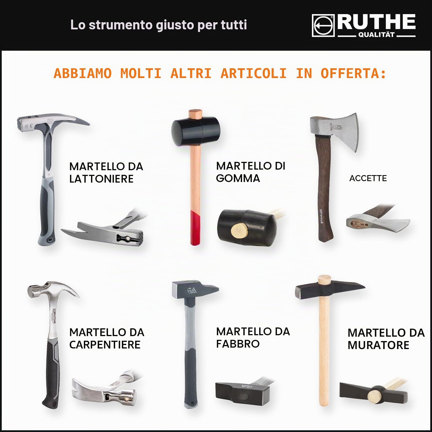 RUTHE Ascia spaccalegna 1.400g | Ascia da spacco in acciaio forgiato | Accetta professionale con manico in legno di hickory | Scure spaccalegna da 1.400 g