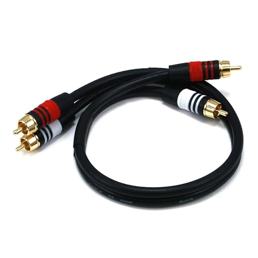 Monoprice 1.5ft Premium 2 RCA Plug/2 RCA Plug M/M 22AWG Cable - Black