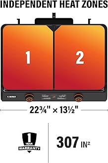 Blackstone 22-Inch Electric Griddle - 1200W Non Stick Ceramic Titanium Coated Stainless Steel Tabletop Griddle with EZ-Touch Control Dial, LCD Display, Patented Rotate & Remove Glass Hood - 8001