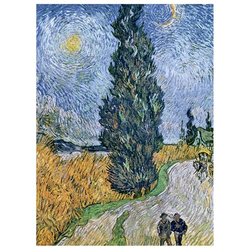 Quebra-Cabeça 500 Peças MINI - ESTRADA COM CIPRESTE E ESTRELA - VAN GOGH - Grow