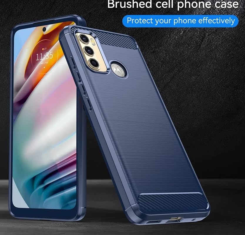 Image of NPRC Hybrid Ultra Slim Protective Case TPU Non-Slip Carbon Fiber Texture Shockproof Case Cover for Moto G40 - Blue