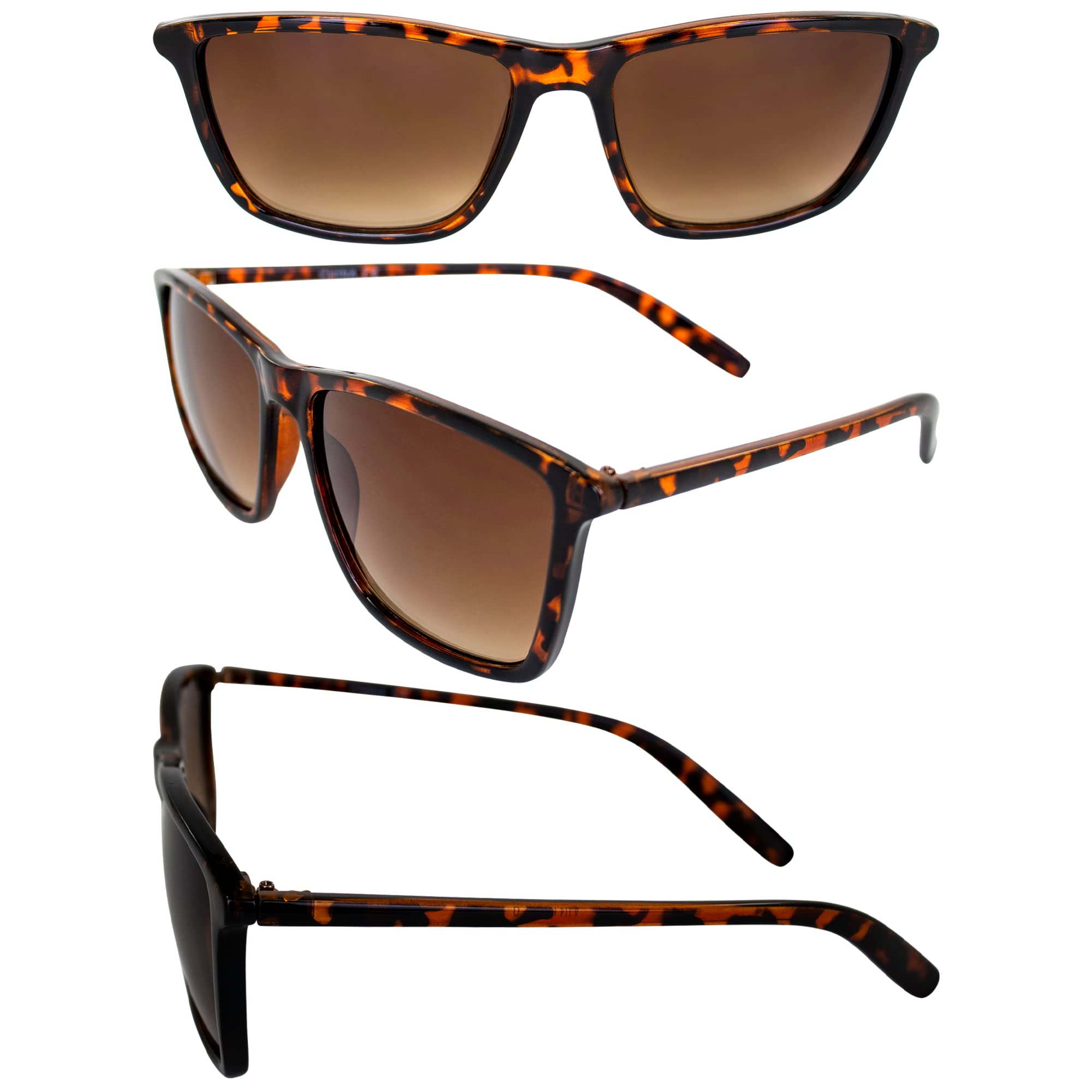 AlterImage Bask Fashion Retro Sunglasses for Men or Women 2 Pair Vintage Style Tortoise Frames w/Brown & G-Tech Blue Lenses