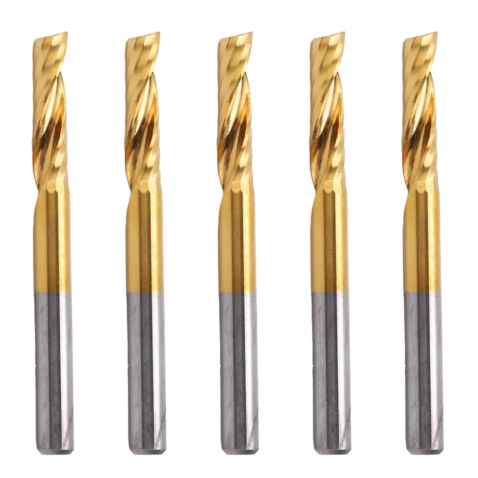 Set di 5 Punte per Fresa CNC a Spirale, in Acciaio Ad Alta velocità Placcato in Titanio, 4 X 17 X 45 Mm, per Taglio di Alluminio, Ottone, Rame, da Parte di Utenti e Officine CNC