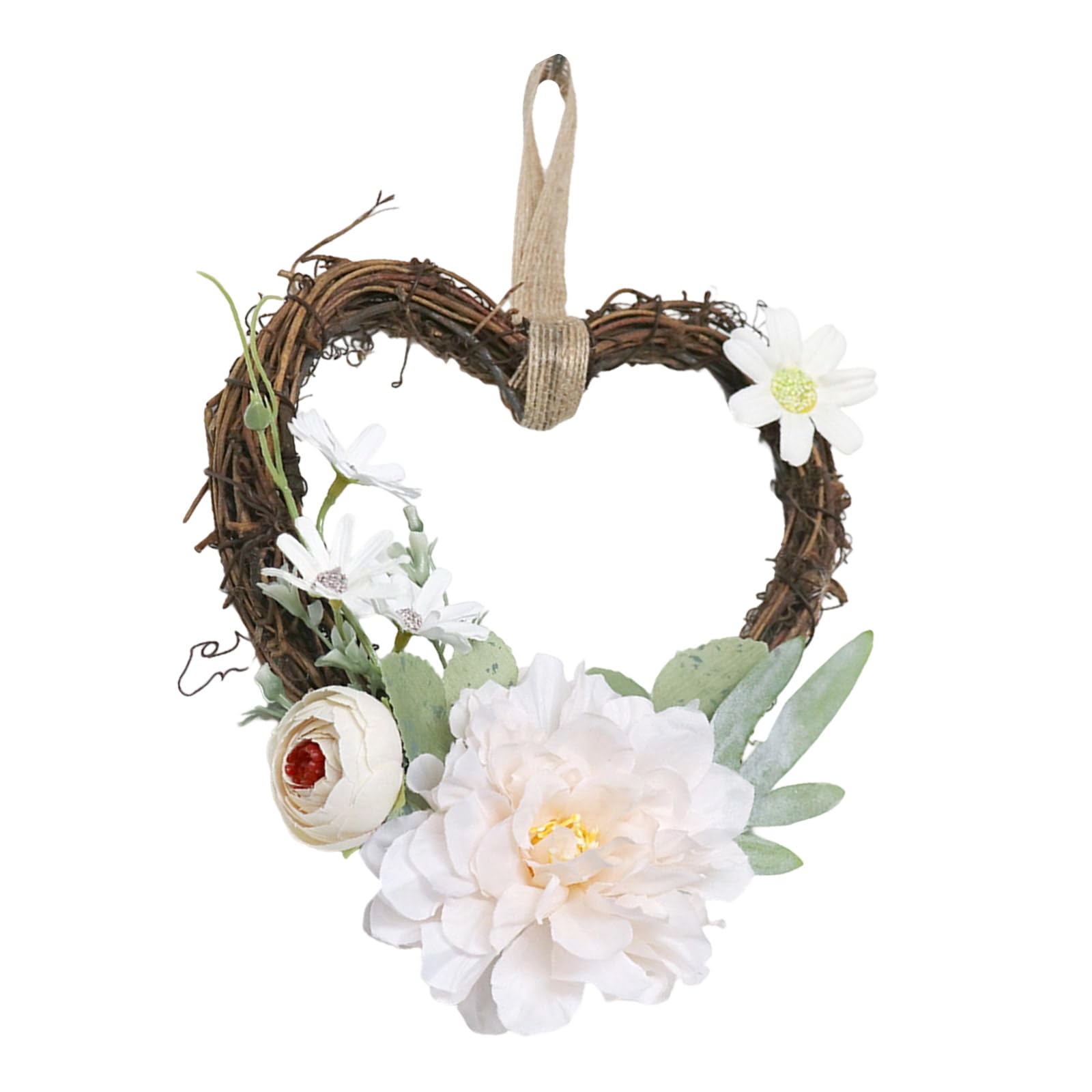 Carotoe Light Champagne Fade Resistant Heart Shaped Wreath Indoor Outdoor Decoration Front Door Garland For Event Festivals And Everyday Use Artificial Flower Heart Wreath