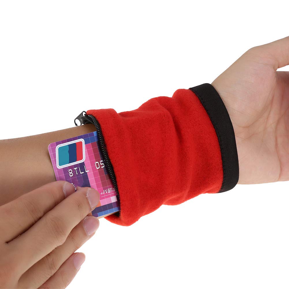 Horoper Wrist Wallet, 5 Colors Sport Wristband Women Men Wrist Pouch with Zipper for Outdoor Travel Walking Running Hiking Jogging Basketball Red Blue