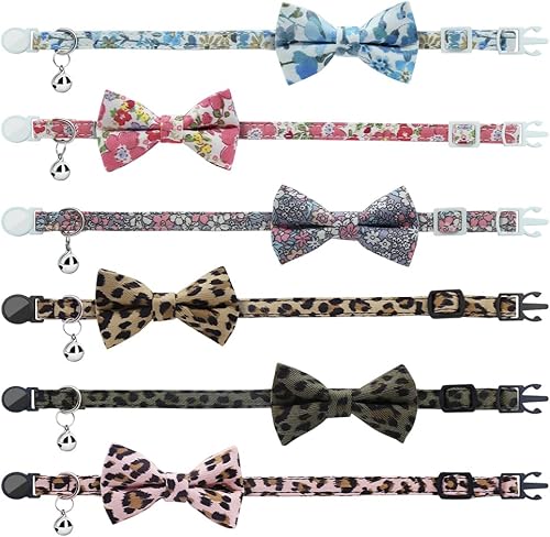 Miniatura 5 de Collares personalizados de gato con campana de lazo, liberación rápida, impresión HD, collares de gatito personalizados para niñas y niños, patrón