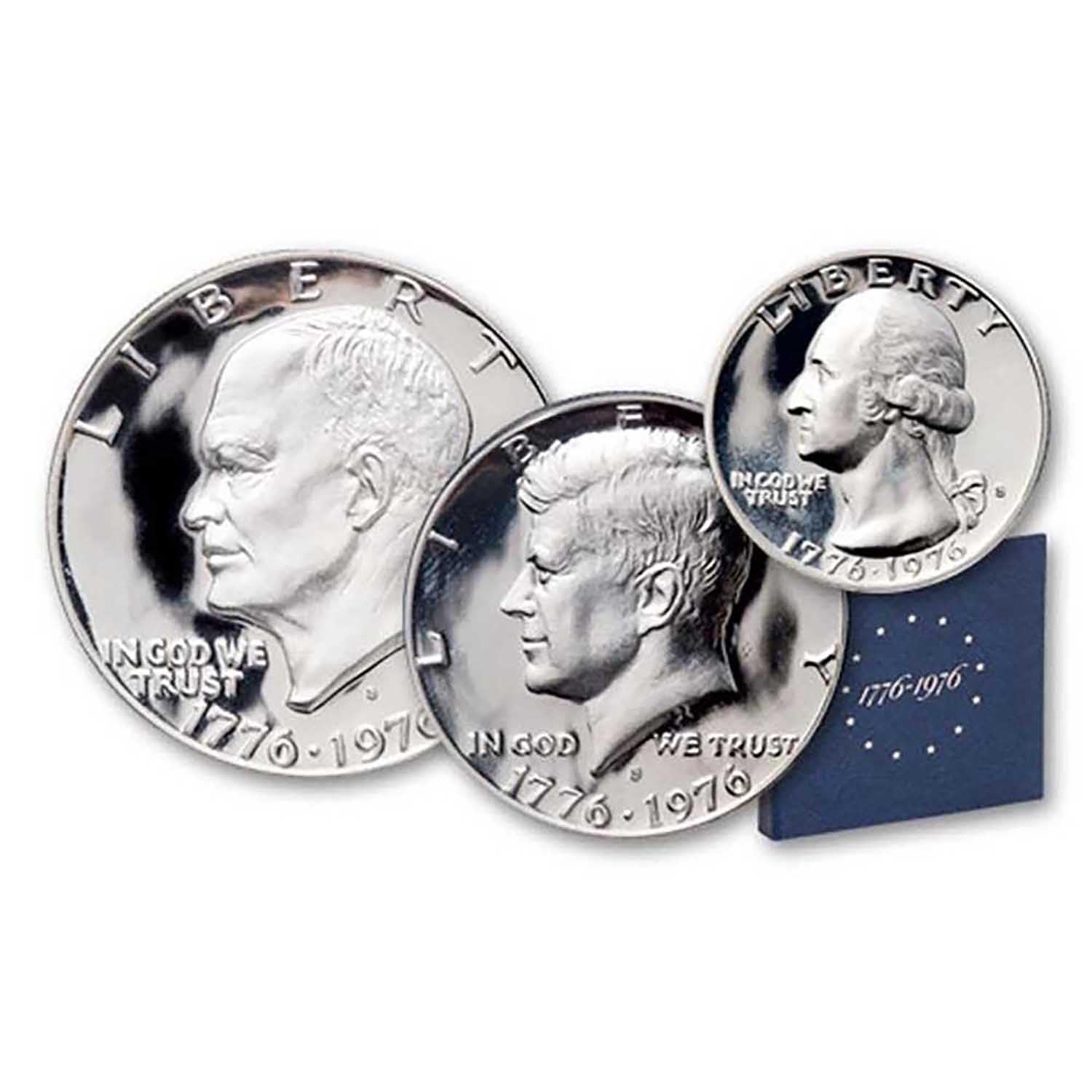 1976 S U.S. Mint 3-Coin Bicentennial 40% Silver Proof Set Proof at