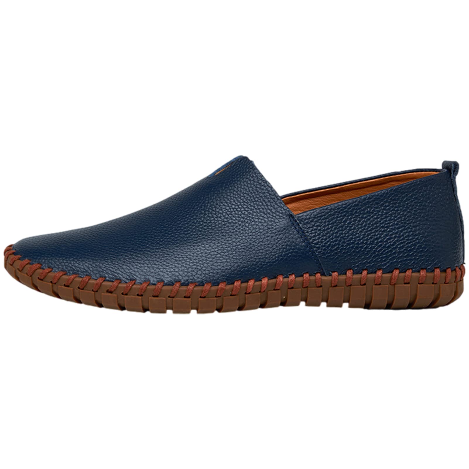 ANUFER Hommes Cuir Véritable Mocassins Plats Glisser sur Mou, Tendre Semelle Faite à la Main Été évidé Chaussures de Conduite Décontractées