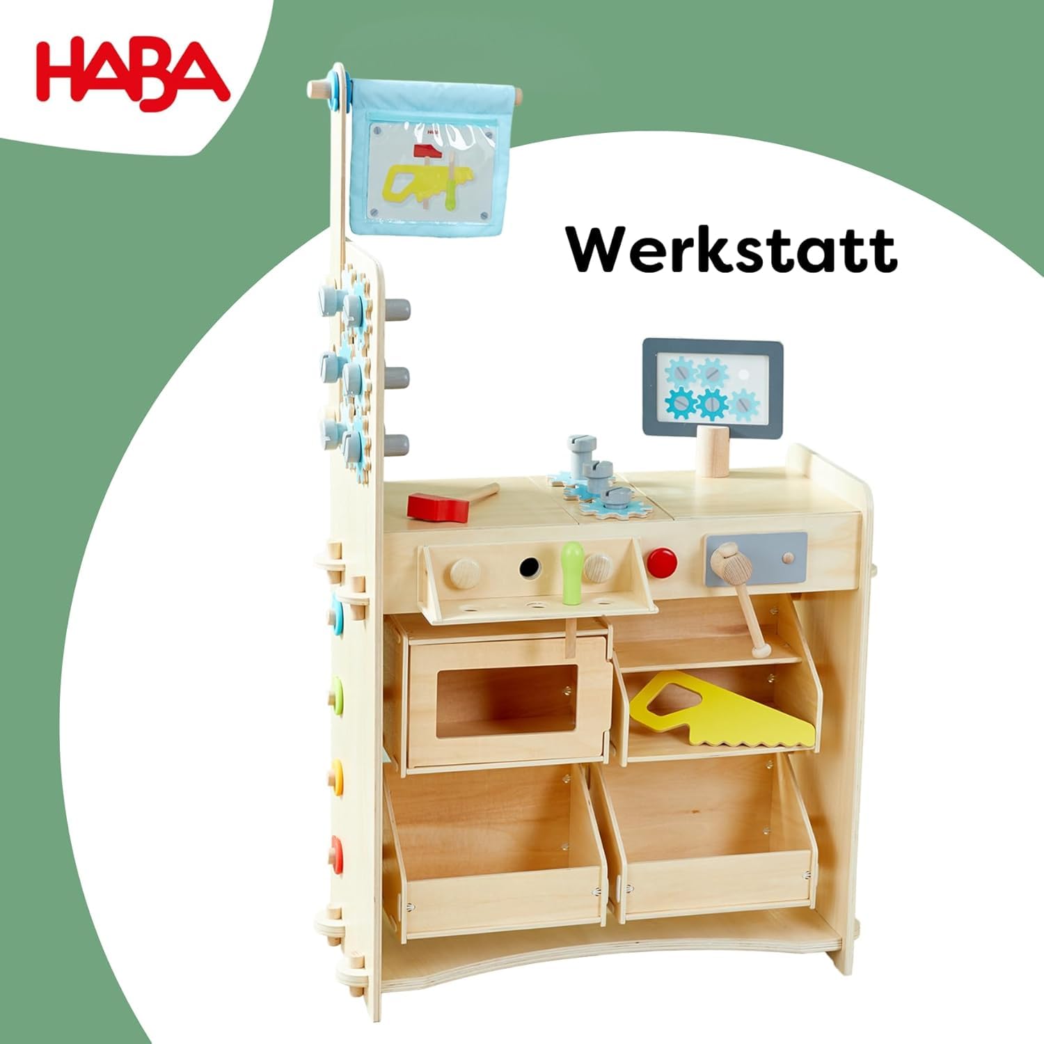 HABA Creative Play 3 in 1 - Spielküche, Kaufladen & Werkstatt für Kinder ab 3 Jahren - Werkzeugloser Aufbau & Einfacher Wechsel - 2011830001