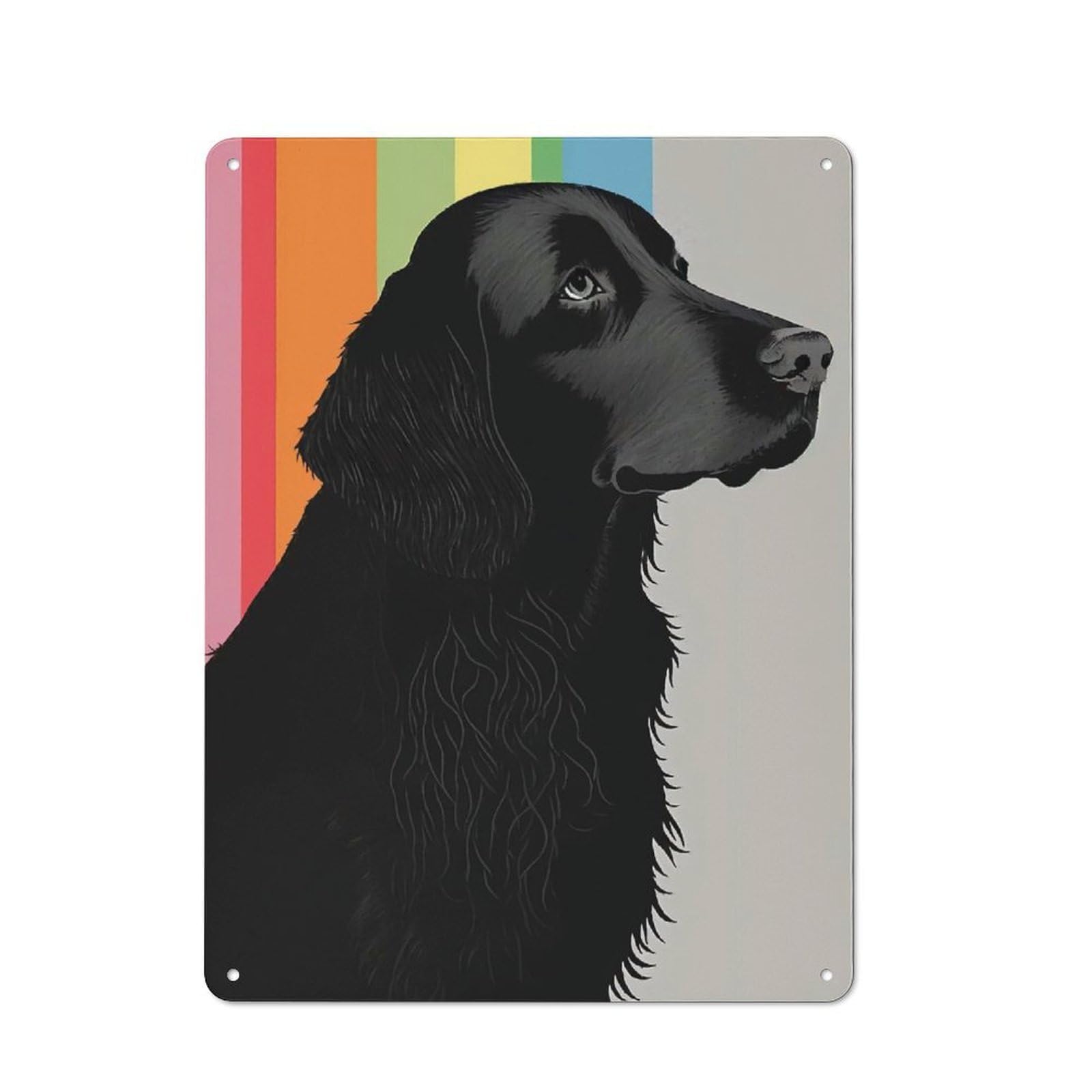 Junmoney Flat Coated Retriever Art Retro Metal Wall Sign 40X30cm With For Living Room Wall, Housewarming Wall Decor For People Furnishing Living Room