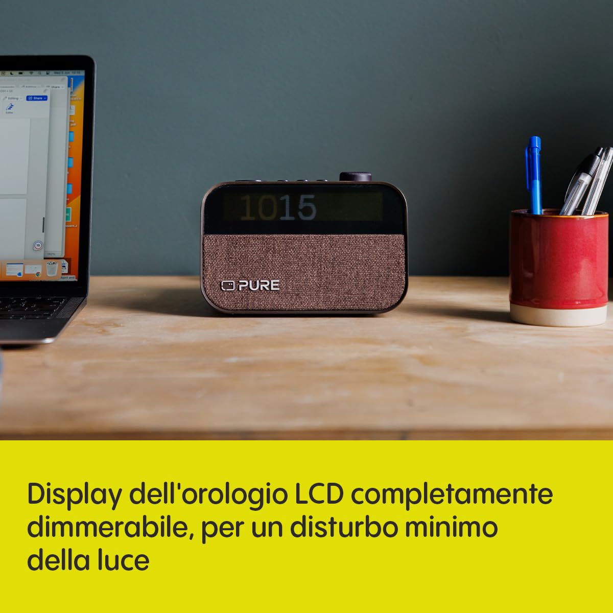 Pure Moment Charge – Radiosveglia con Wireless, DAB+/FM, Bluetooth, suoni naturali, Wake-up Light, Nero – Perfetto per camera da letto e ufficio